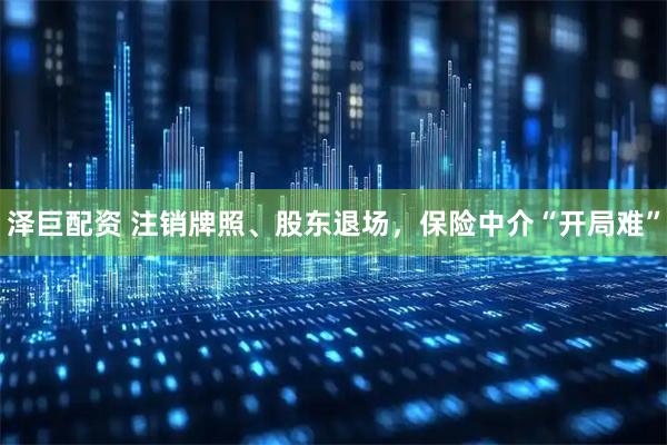 泽巨配资 注销牌照、股东退场，保险中介“开局难”