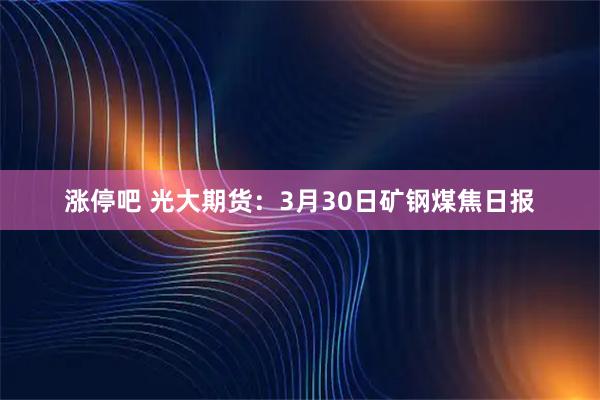 涨停吧 光大期货：3月30日矿钢煤焦日报