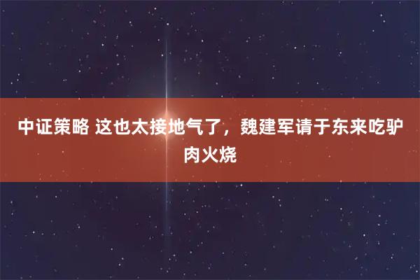 中证策略 这也太接地气了，魏建军请于东来吃驴肉火烧