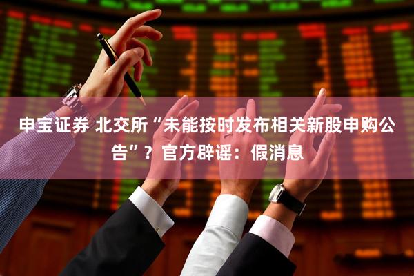 申宝证券 北交所“未能按时发布相关新股申购公告”？官方辟谣：假消息