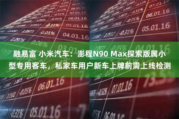 融易富 小米汽车：澎程N90 Max探索版属小型专用客车，私家车用户新车上牌前需上线检测