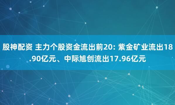 股神配资 主力个股资金流出前20: 紫金矿业流出18.90亿元、中际旭创流出17.96亿元