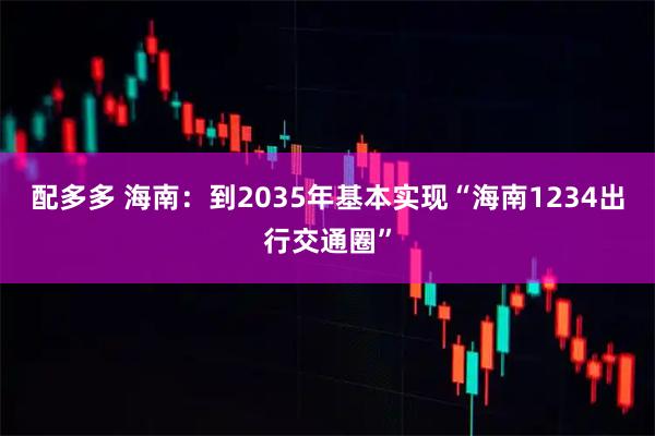 配多多 海南:到2035年基本实现“海南1234出行交通圈”