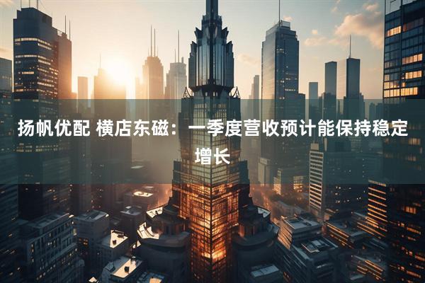 扬帆优配 横店东磁：一季度营收预计能保持稳定增长